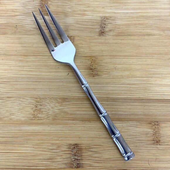 Lifetime Cutlery IC Bamboo Set of 4 Salad Forks Stainless Steel Flatware Japan - Picture 2 of 5